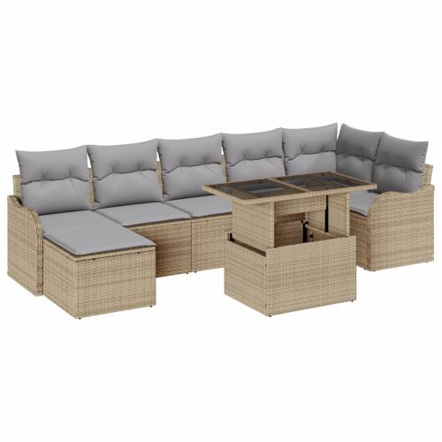 Set od 8 komada vrtnog sofa s jastučićima Bež Poli Ratan Cijena