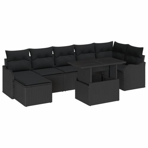 Vrtna garnitura - 8-dijelni set vrtnih sofa s jastučićima Crna Poli ratan Cijena