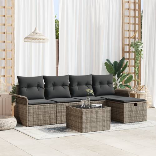 6-komadni Vrtni Sofa Set s Jastučićima Sivi Poli Ratan Cijena
