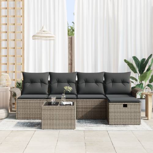 6-komadni Vrtni Sofa Set s Jastučićima Sivi Poli Ratan Cijena