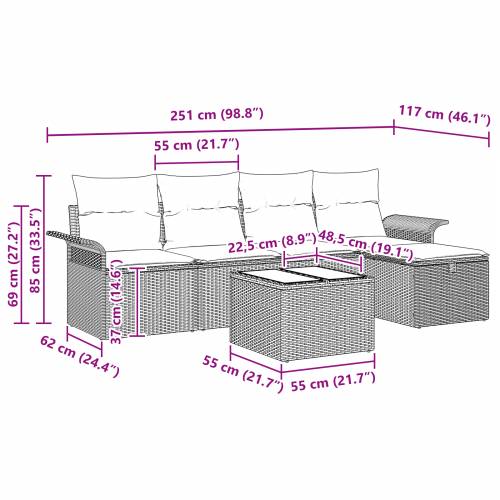 6-komadni Vrtni Sofa Set s Jastučićima Sivi Poli Ratan Cijena