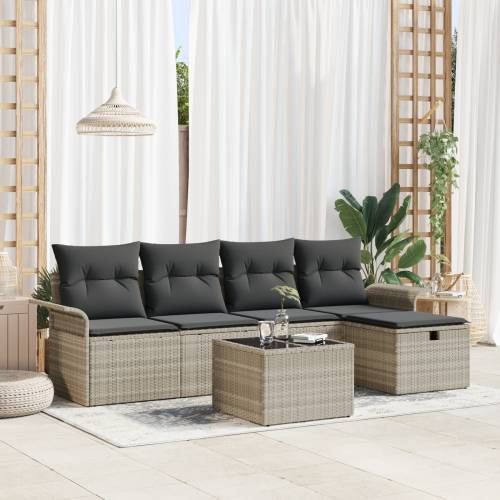 Set vrtnih sofa od 6 komada s jastučićima svjetlosive boje od poli ratana Cijena