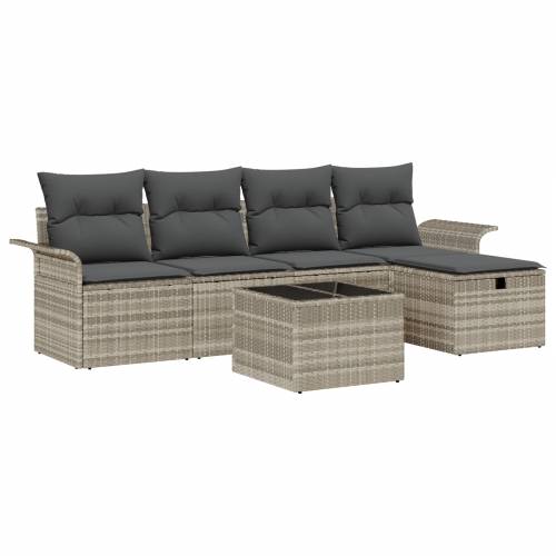 Set vrtnih sofa od 6 komada s jastučićima svjetlosive boje od poli ratana Cijena