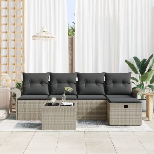 Set vrtnih sofa od 6 komada s jastučićima svjetlosive boje od poli ratana Cijena