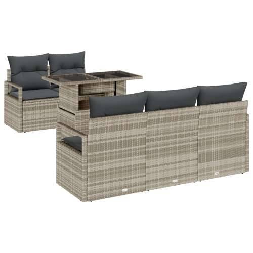 set od 6 komada vrtnih sofa s jastučićima svjetlosiva poli ratan, dvosed vrtna sofa s jastučićima siva poli ratan Cijena