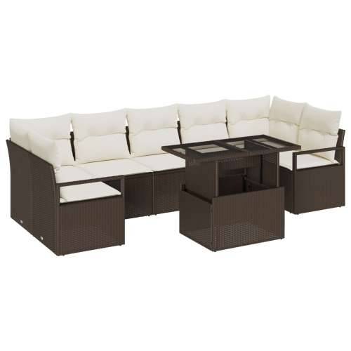 set od 8 komada vrtnih sofa s jastuком smeđa poli ratan, sofa za 2 osobe s jastuком smeđa poli ratan Cijena