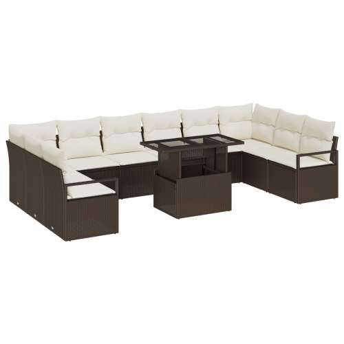 11-dijelni vrtni sofa set s jastučićima smeđa Poli Ratan Cijena