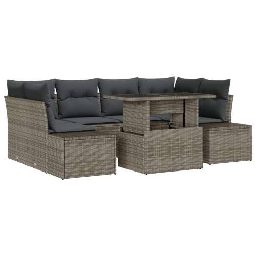 7-dijelni vrtni sofa set s jastučićima siva Poli Ratan Cijena
