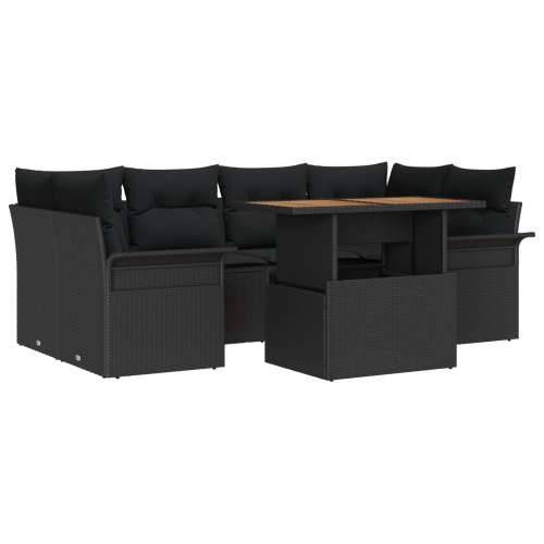 Vrtna garnitura - 7-dijelni set vrtnih sofa s jastučićima crni poli ratan Cijena