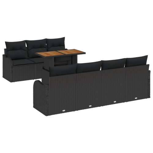 set od 8 dijelova vrtne sofe s jastučićima crna poli ratan akacija, 2-sjedna vrtna sofa s jastučićima crna poli ratan Cijena