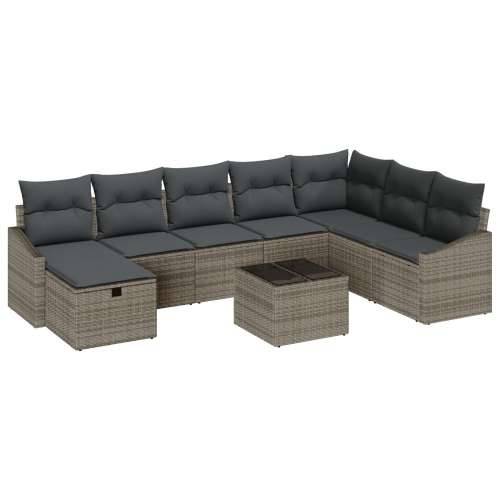 Vrtna garnitura - 9-dijelni set vrtnih sofa s jastučićima Siva Poly Rattan Cijena