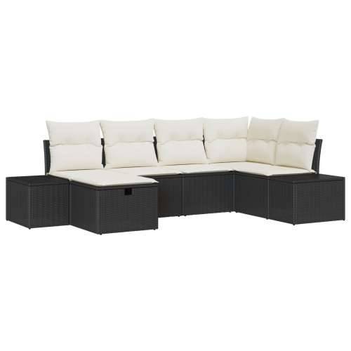 Set od 6 vrtnih sofa s jastučićima, crni poli ratan Cijena