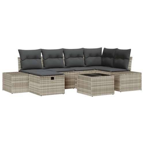 set od 7 vrtnih sofa s jastucima svijetlosivi poli ratan Cijena