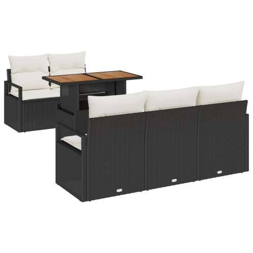 set baštenskih sofa od 6 dijelova s jastučićima crni poli ratan akacija, dvosed baštenska sofa s jastučićima crni poli ratan Cijena
