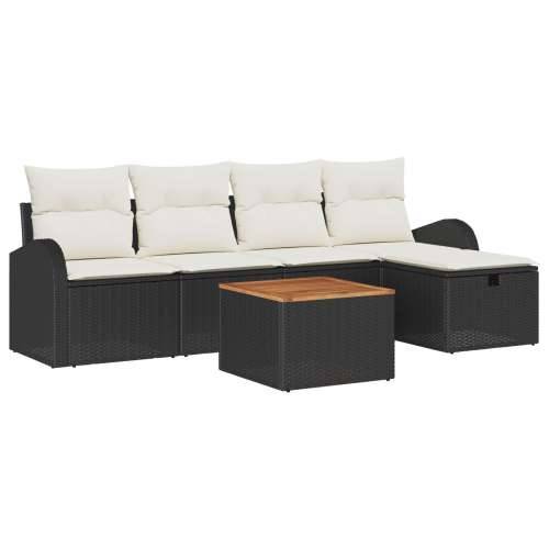 6-dijelni vrtni sofa set s jastučićima Crni Poli Ratan, 2-sjedalni vrtni sofa s pohranom i jastučićima Crni Poli Ratan Cijena