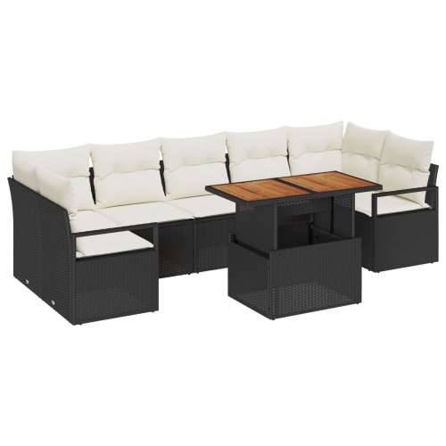 set sofe od 8 dijelova s jastučićima crni poli rattan akacija, sofa za 2 osobe s jastučićima crni poli rattan Cijena