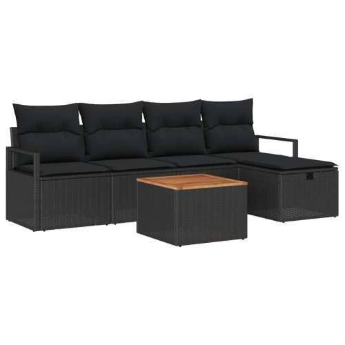 set vrtnih sofa s jastučićima crnog poli ratana, dvostruka vrtna sofa s pohranom i jastučićima crnog poli ratana Cijena