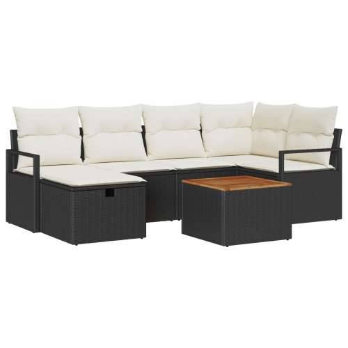 set vrtnih sofa s jastučićima crni poli ratan, dvosed vrtna sofa s pohranom i jastučićima crni poli ratan Cijena