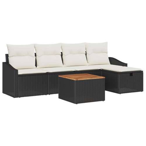 Set od 6 vrtnih sofa s jastučićima Crni Poli Ratan Cijena