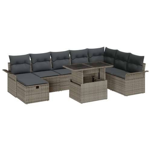 9 komadni set vrtnog sofa s jastučićima siva poli ratan Cijena