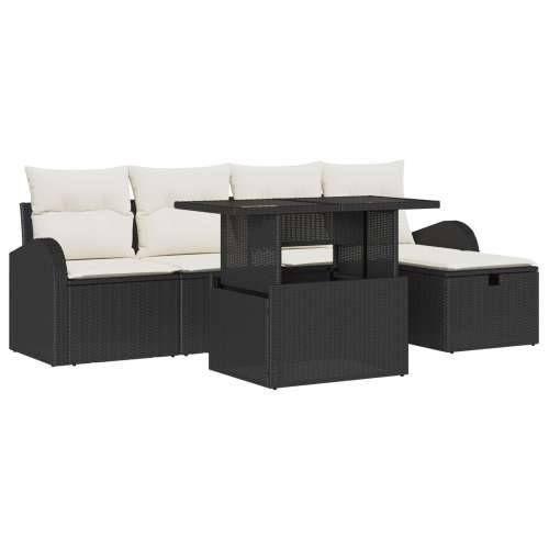 Set vrtnih sofa od 6 komada s jastučićima Crni Poli Ratan Cijena