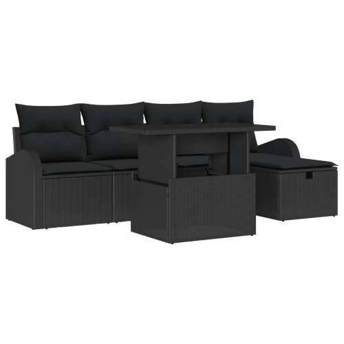 6-dijelni vrtni sofa set s jastučićima Crni Poli Ratan, 2-sjedna vrtna sofa sa skladištem i jastučićima Crni Poli Ratan Cijena