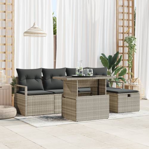 6-dijelni vrtni sofa set s jastučićima svijetlosivi poli ratan Cijena