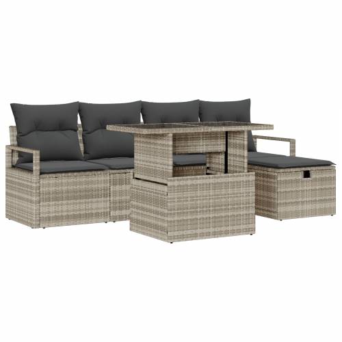 6-dijelni vrtni sofa set s jastučićima svijetlosivi poli ratan Cijena