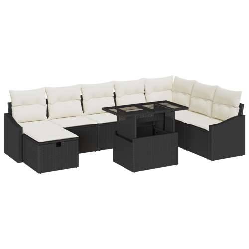 9-dijelni vrtni sofa set s jastučićima Crni poli ratan Cijena