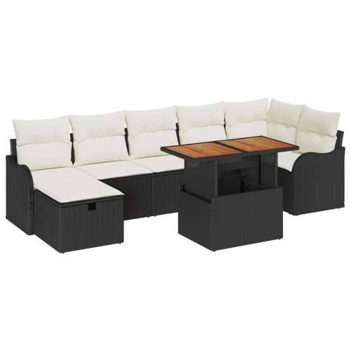 8 dijelni vrtni sofaset s jastucima crni poli ratan, 2-sjedalo vrtna sofa s pohranom i jastucima crni poli ratan Cijena