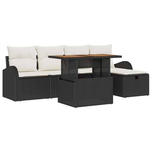 6-dijelni vrtni sofa set s jastučićima crni poli ratan, dvosed vrtna sofa s pohranom i jastučićima crni poli ratan Cijena