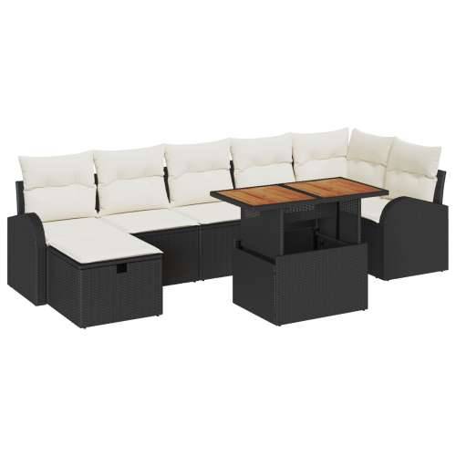 8-dijelni vrtni sofa set s jastučićima crna poli ratan Cijena