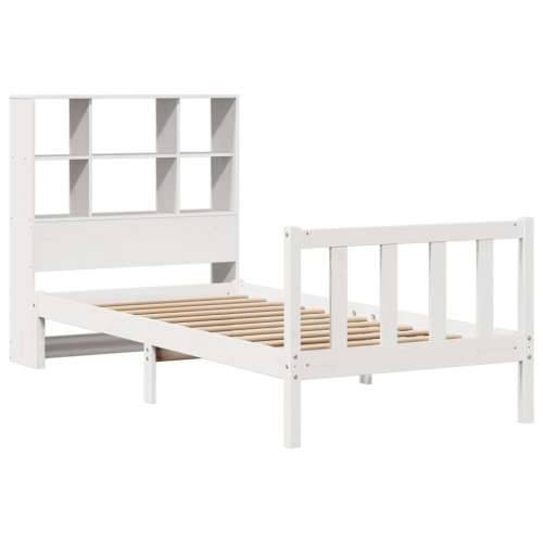 Krevet s regalom za knjige bez madraca bijeli 90x200cm borovina - Bijela 90 x 200 cm Cijena
