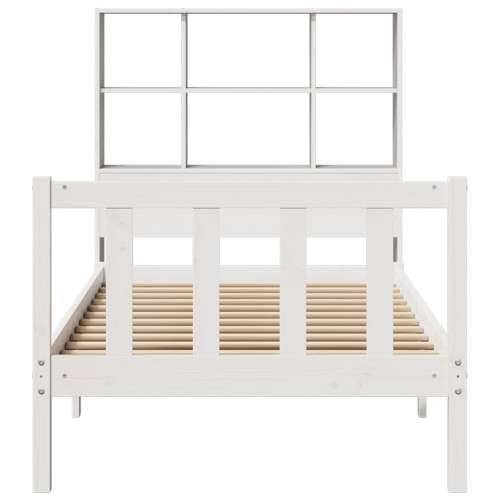 Krevet s regalom za knjige bez madraca bijeli 90x200cm borovina - Bijela 90 x 200 cm Cijena