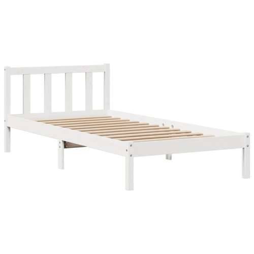 Krevet s regalom za knjige bez madraca bijeli 90x200cm borovina - Bijela 90 x 200 cm Cijena