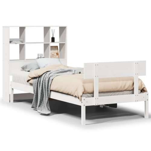 Krevet s regalom za knjige bez madraca bijeli 90x190cm borovina - Bijela 90 x 190 cm Cijena