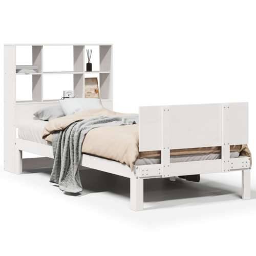 Krevet s regalom za knjige bez madraca bijeli 90x190cm borovina - Bijela 90 x 190 cm Cijena