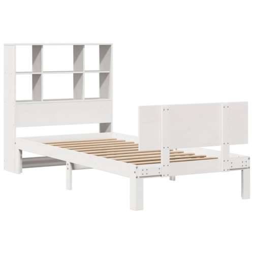 Krevet s regalom za knjige bez madraca bijeli 90x190cm borovina - Bijela 90 x 190 cm Cijena
