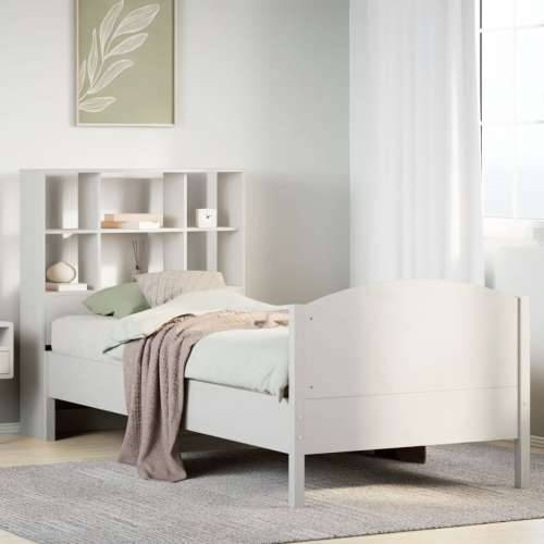 Krevet s regalom za knjige bez madraca bijeli 90x190cm borovina - Bijela 90 x 190 cm Cijena
