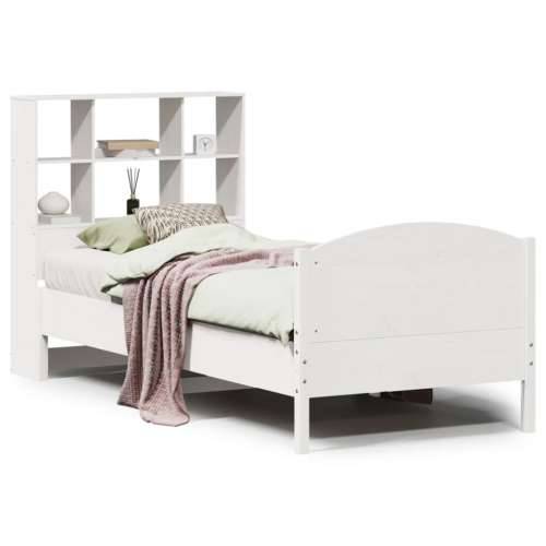 Krevet s regalom za knjige bez madraca bijeli 90x190cm borovina - Bijela 90 x 190 cm Cijena