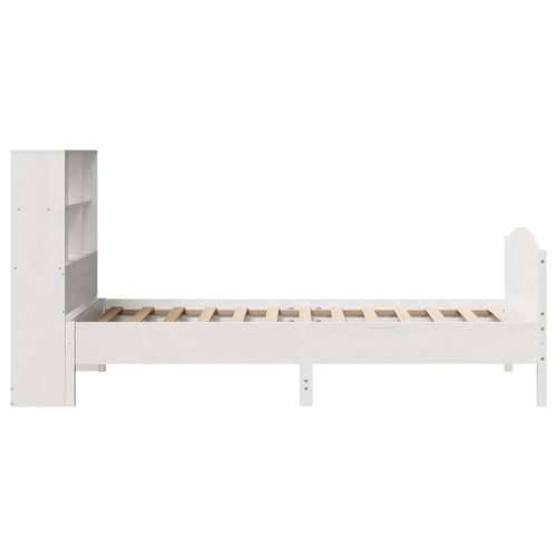 Krevet s regalom za knjige bez madraca bijeli 90x190cm borovina - Bijela 90 x 190 cm Cijena