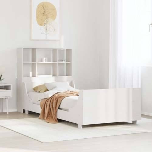 Krevet s regalom za knjige bez madraca bijeli 90x190 cm od drva - Bijela 90 x 190 cm Cijena
