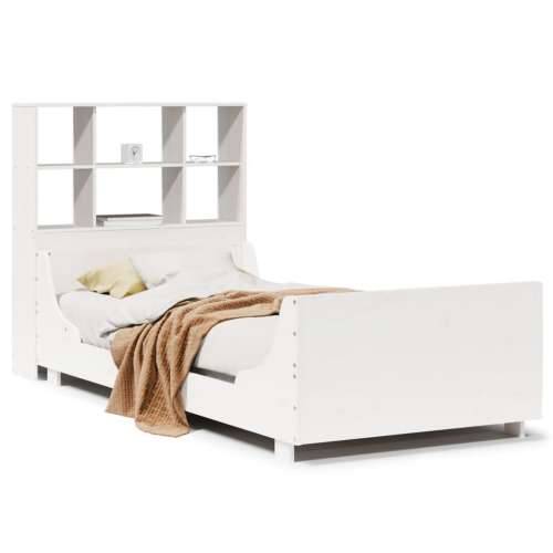 Krevet s regalom za knjige bez madraca bijeli 90x190 cm od drva - Bijela 90 x 190 cm Cijena