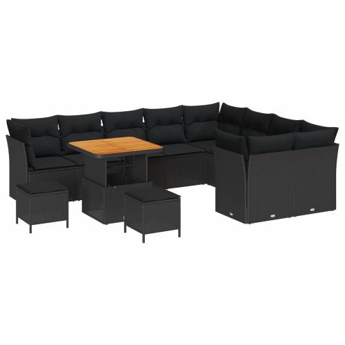 Set vrtnih sofa od 12 komada s jastucima Crni Poli ratan Akacija Cijena