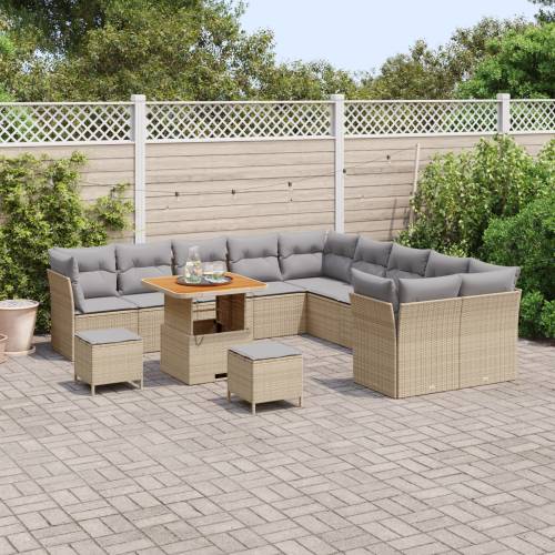 13 Dijelni vrtni sofa set s jastučićima Bež Poliratan Akacija Cijena