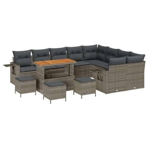 13-dijelni vrtni sofa set s jastučićima, siva poli ratan akacija Cijena