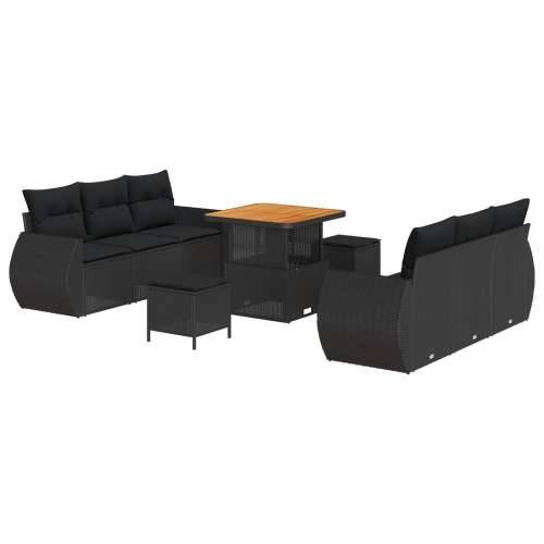 set vrtnih sofa s jastučićima Crna Poli Ratan Akacija, set vrtne blagovaonice s jastučićima Crna Poli Ratan Akacija Cijena