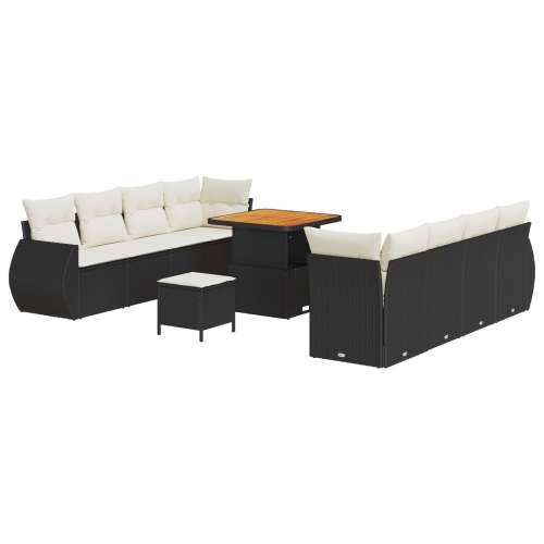 11-dijelni vrtni sofa set s jastucima Crna Poli ratan Akacija Cijena