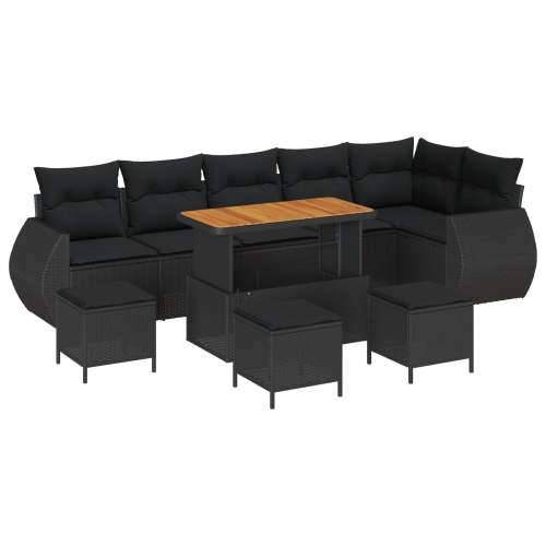 10 dijelni vrtni sofa set s jastučićima crni poli ratan akacija, 4 dijelni vrtni set s jastučićima crni poli ratan akacija Cijena