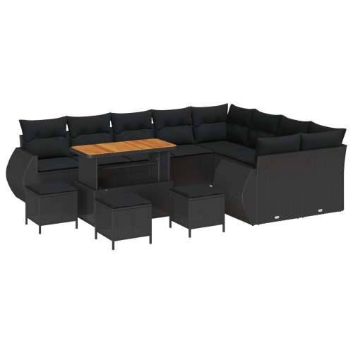 Set vrtnih sofa od 13 dijelova s jastučićima Crni Poli Ratan Akacija, Set vrtnih blagovaonice od 4 dijela s jastučićima Crni Pol Cijena